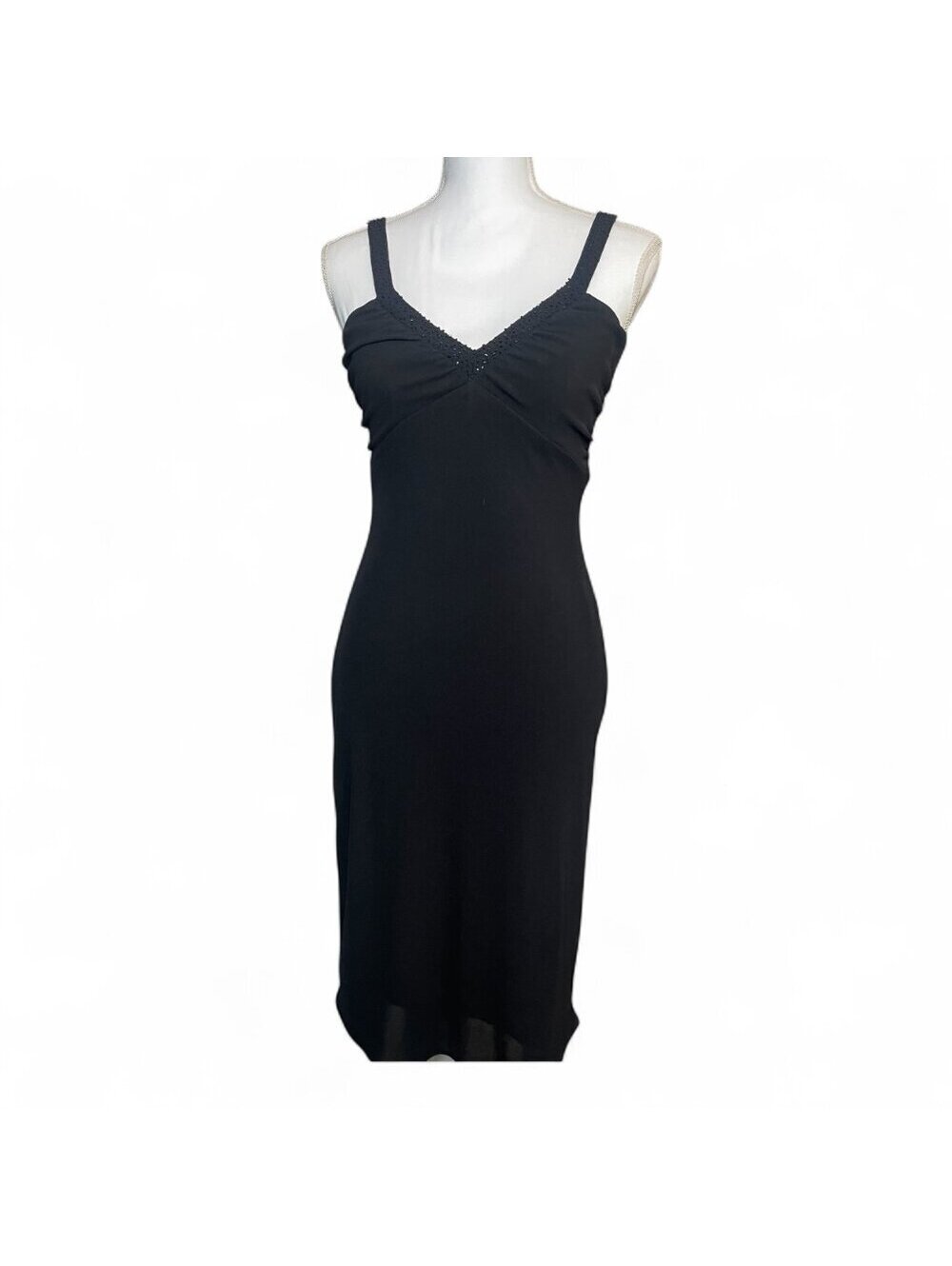 Laundry Size 2 Shelli Segal Black Dress V Neck Beaded Holiday Cocktail Evening
